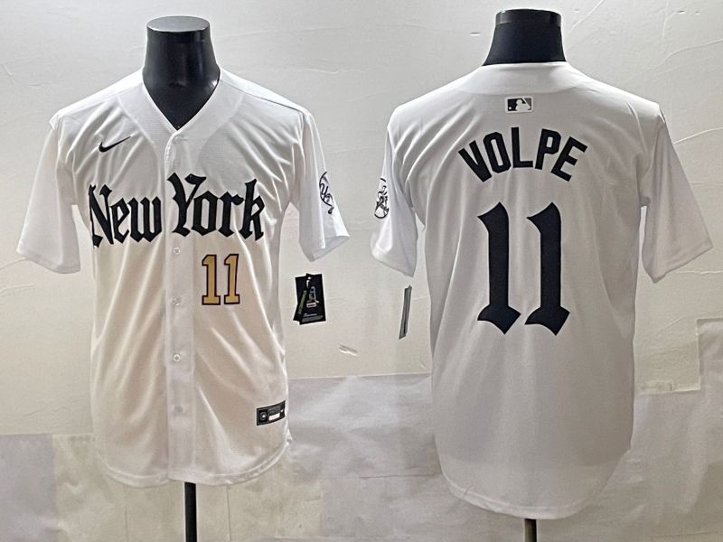 Men 2025 New York Yankees #11 Volpe White Five generations Joint Name Nike MLB Jersey style 35